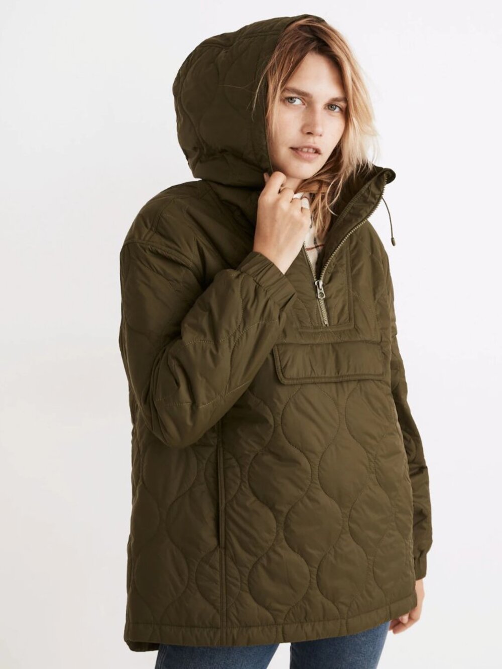Madewell Green Loden Quilted Packable Popover Puffer Jacket XS